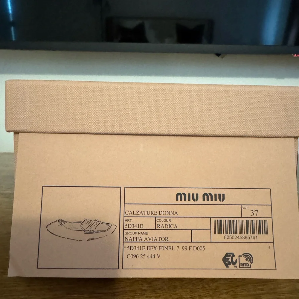 Miu Miu Rouched back Nappa Leather Brown Loafers - Picture 2 of 16